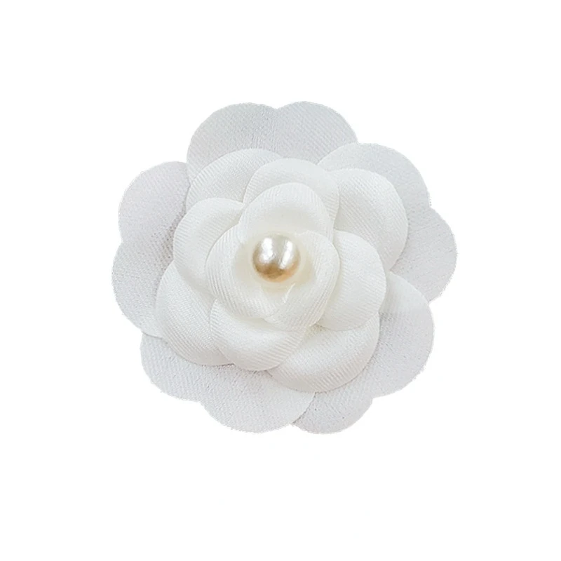 6,5 CM Stoff Kamelie Blume Brosche Perle Kragen Pins Hochzeit Party Corsage Luxulry Schmuck Broschen für Frauen Zubehör – Detail 4