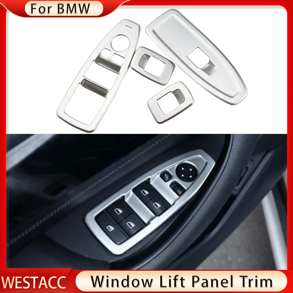 

4Pcs/set Car Window Lift Swtich Button Panel Cover Trim for BMW X1 F48 2016-2021 220i 25i 25le Decoration Sticker Accessories