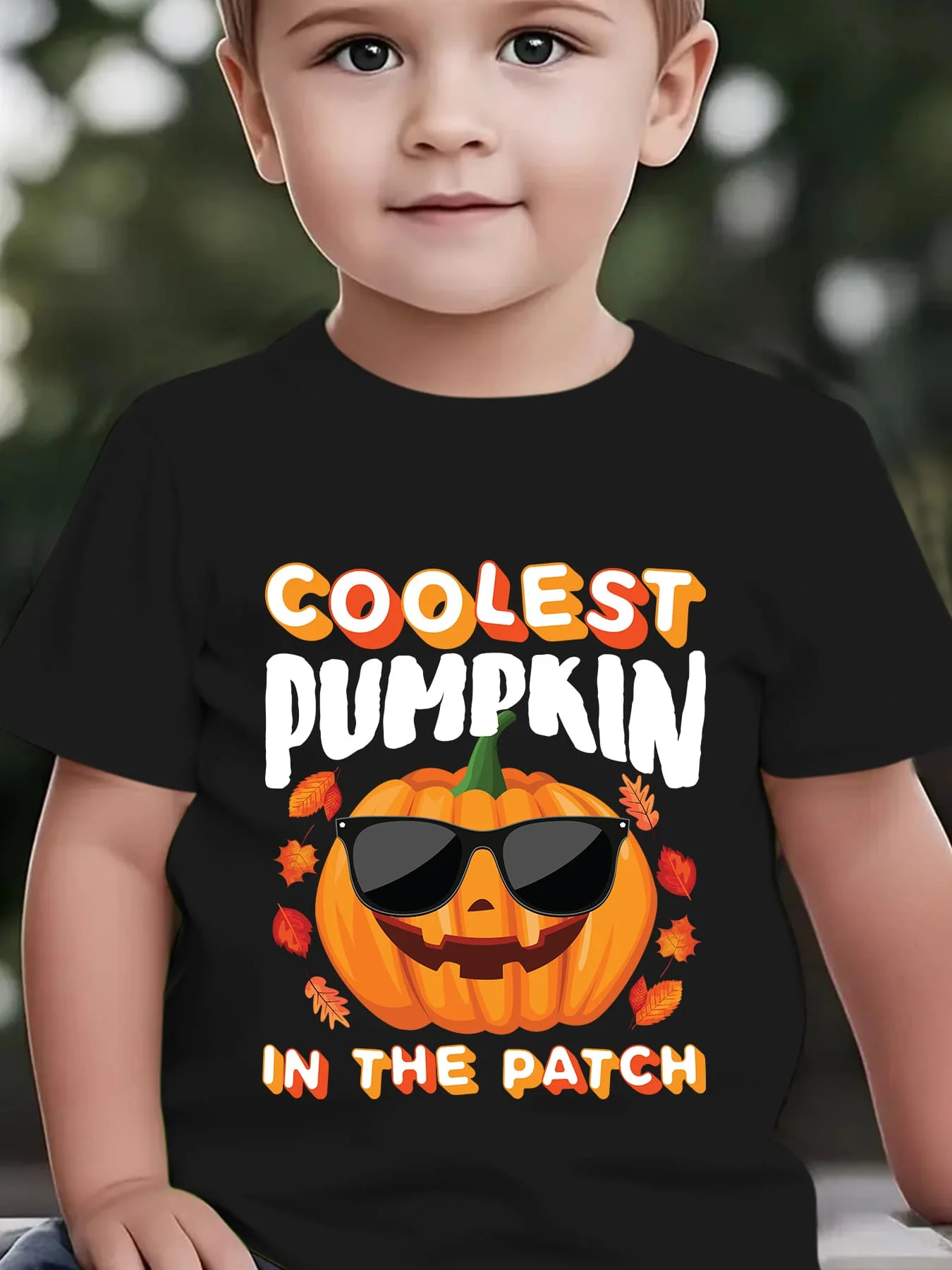 2026 New Kids Halloween T-Shirt,Boys Girls Tee, Coolest Pumpkin In The Patch Sunglasses Graphic Print Short Sleeve Crew Neck Top
