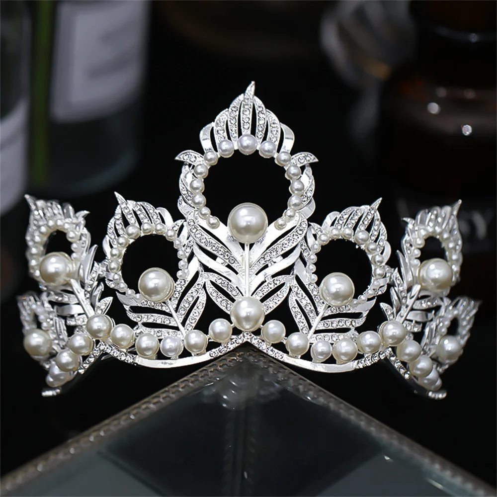 

Bridal Crystal Pearl Crown Tiara Rhinestone Prom Diadem Crown For Women Bridal Wedding Hair Accessories Jewelry Crown Tiara
