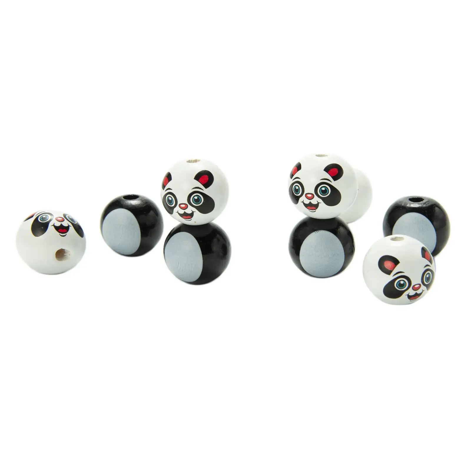 Animal Wooden Beads for Crafts 20mm Round Loose Spacer Charms Panda Fox Print for Bracelet Necklace Jewelry Making Supplies