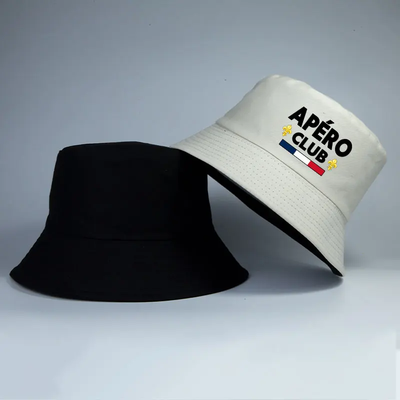 Classic Reversible Bucket Hat Woman Man Apero Club Bob Girl Boy Summer Sun Beach Party Fisherman Cap Adult UV Protection Caps