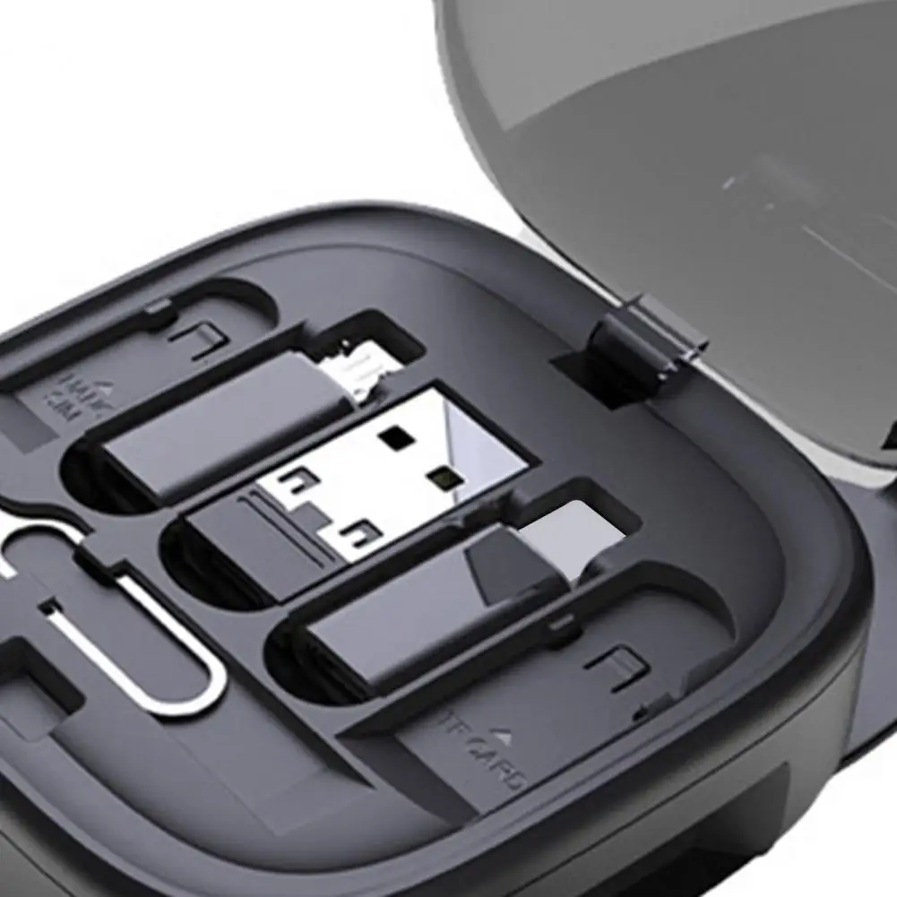 Cable Convertor Box Data Cable Adapter Box with Usb 8-pin Multi-function Sim Card Removal Pin Storage 60w Retractable Type-c