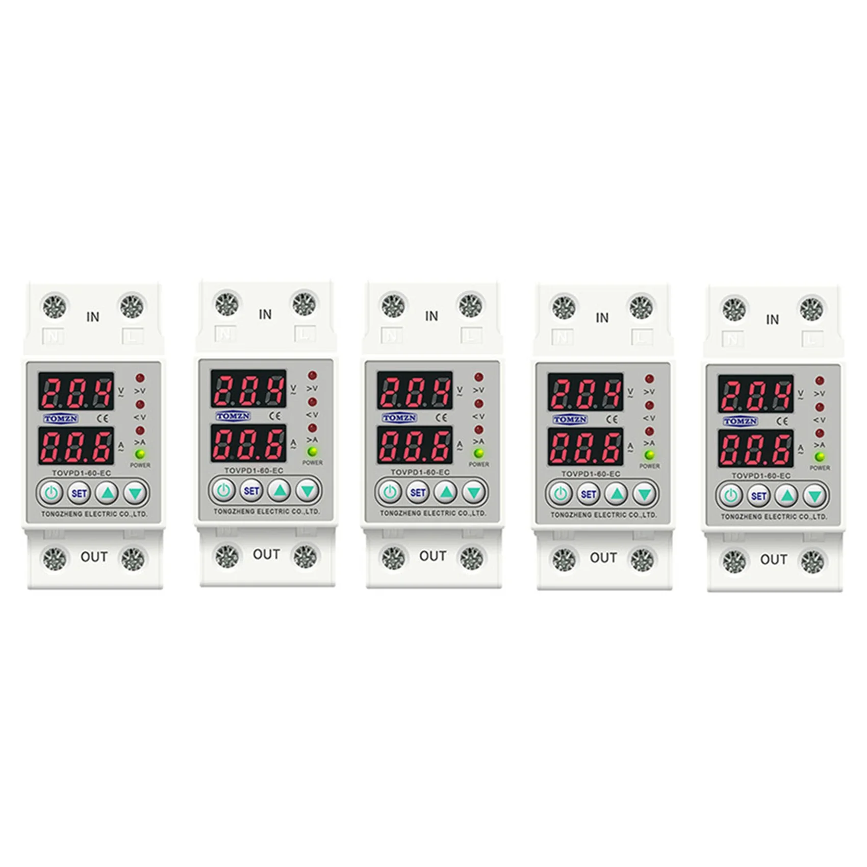 IALJ-5X Din Rail Dual Display Adjustable Over Voltage Current Under Voltage Protective Device Protector Relay 60A 220V 230V