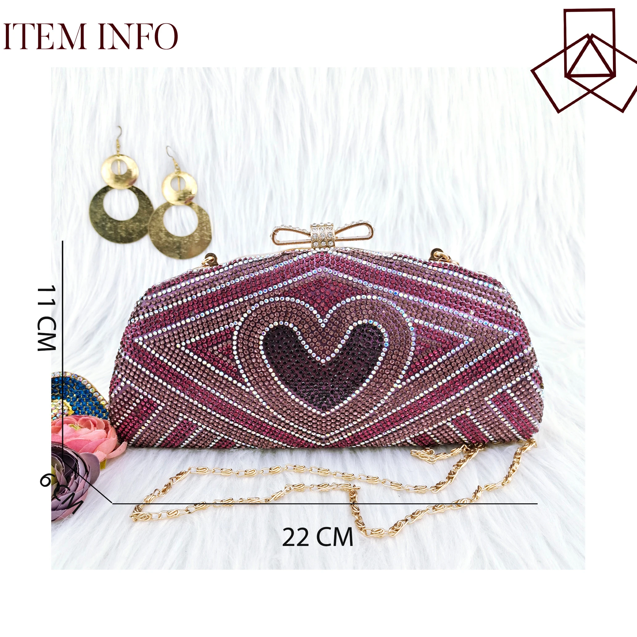 

PM 2023 Italian Design Purple Luxury Fashion Mini Bag Women's Wedding Party Bag Women's Heart shaped Hot Diamond Handbag