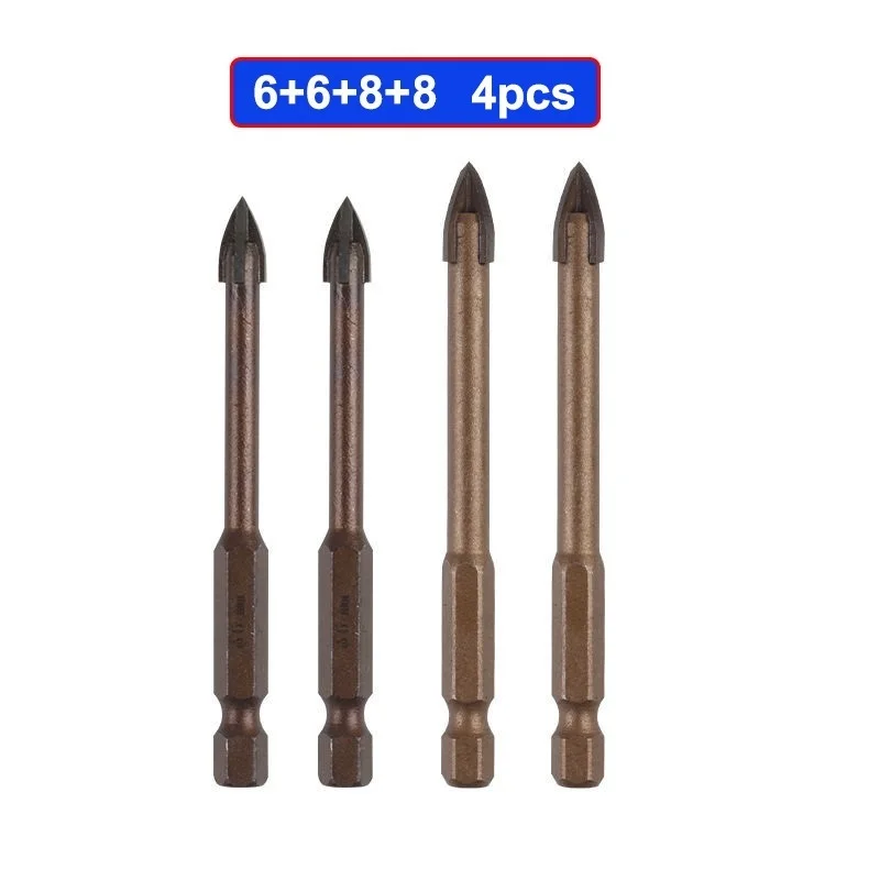 Tungsten Carbide Glass Drill Bit Set Alloy Carbide Point with 4 Cutting Edges Tile & Glass Cross Spear Head Drill Bits