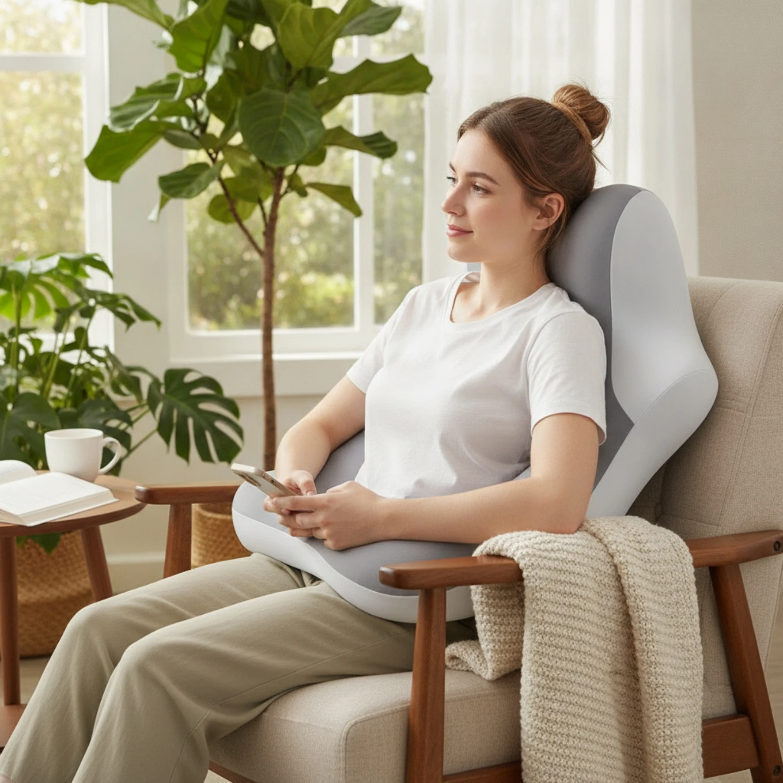 Reclining Pillow Ergonomic Contoured Pillow Sculpted Multifunctional for Bed, Reading