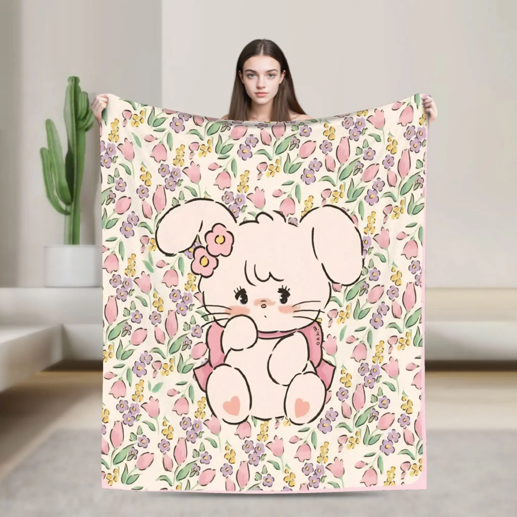 pink cartoon Mikko Mousse  Throw Blanket for Couch  Fuzzy Soft Plush Blanket 50x60 Inch Multiple Sizes Bedspread