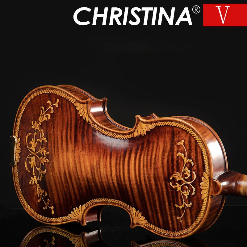 Christina v07 Violin 4/4 hand carved Stradivarius 1716 brown retro Oil Varnish Professional performance Violino with case