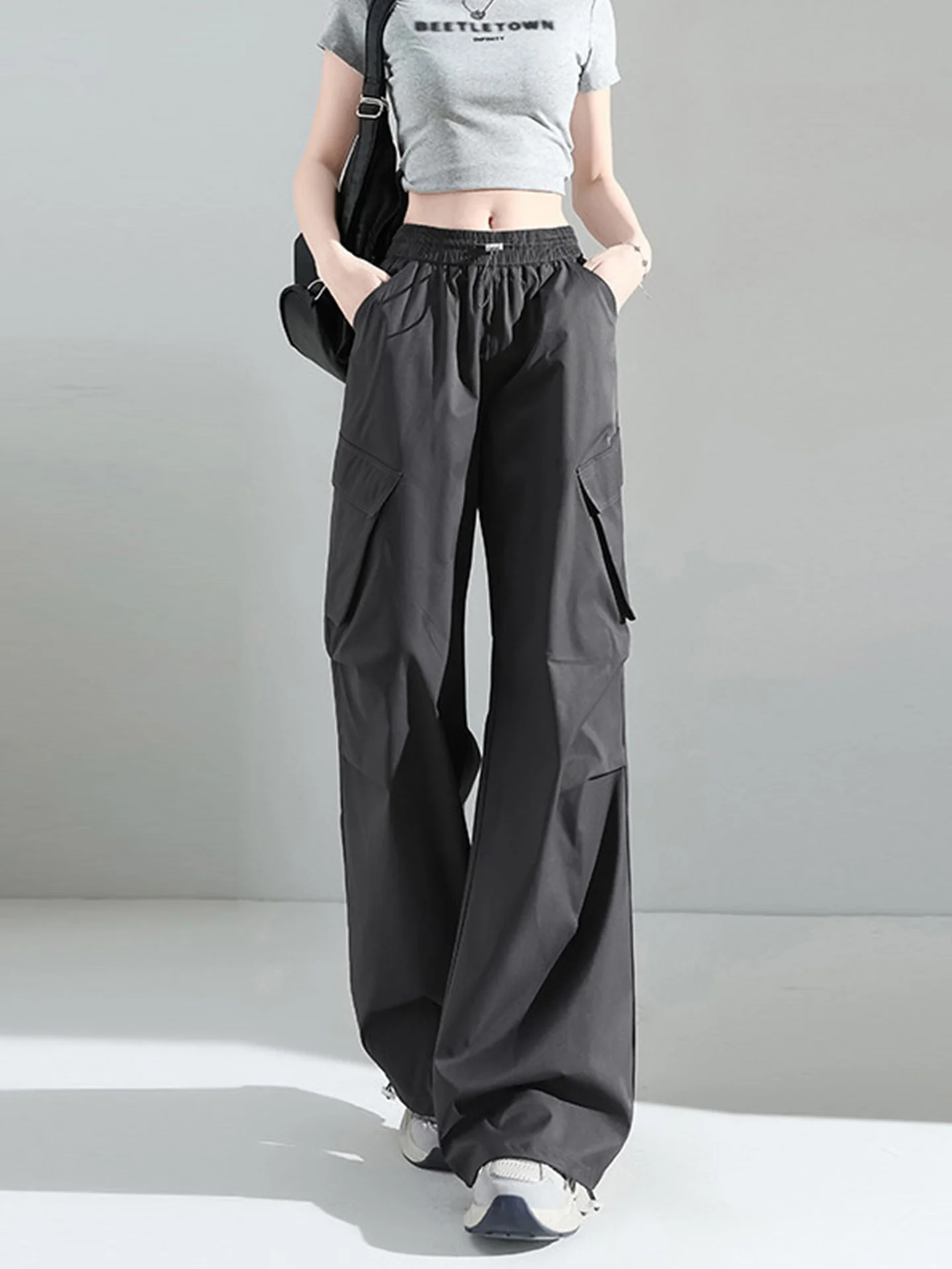 Grey Quick Dry Work Pants Women Summer New American Cool Loose Casual Mountain Climbing Sun Protection Cuffed Trousers