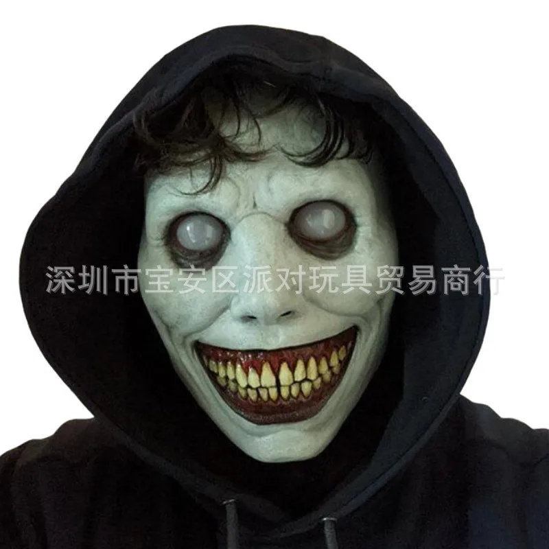 

Exorcist Terror Mask Smile White Eyes Devil Headset New Cross border Halloween Terror Latex Mask