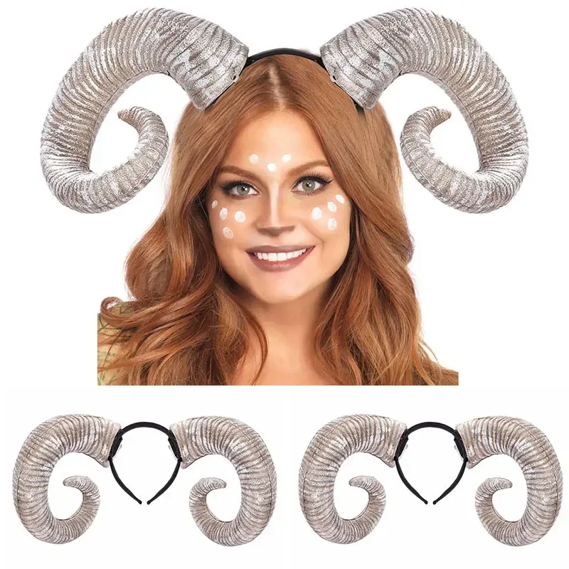 Headwear Handmade Sheep Horn Headband Hairband Accessory Demon Evil Gothic Lolita Cosplay Halloween Prop Anime Sheep Horn
