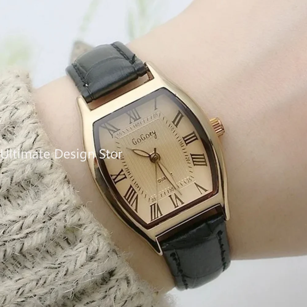 Watch for Women Small Ladies Wristwatches Brown Retro Vintage Leather Bracelet Watch Black Quartz Wristwatches Reloj Mujer