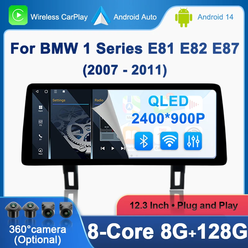 

Беспроводной автомобильный мультимедийный экран CarPlay Android Auto для BMW 1 серии E81 E82 E87 2007-2011 CCC CIC, сенсорный дисплей, автомобильное радио
