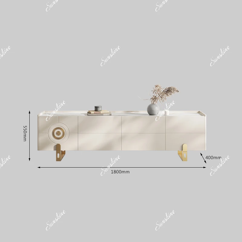 Modern Italian minimalist living room coffee table combination rock slab floor cabinet  FT