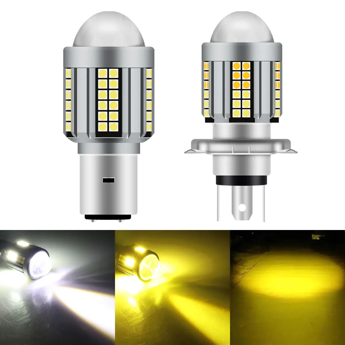 1PCS H6 H4 BA20D Motorcycle Headlight CSP LED Moto High/Low Beam Led Bulbs Super Bright Autobike Fog Moto Scooter Lamp ATV 12V