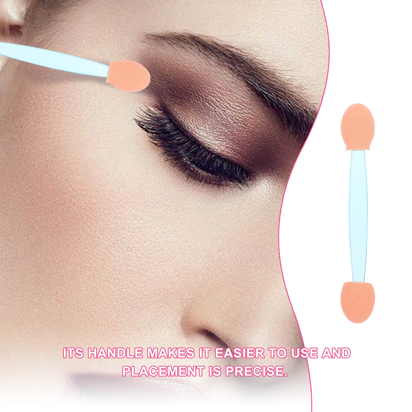 100 stuks wegwerp dubbelzijdige oogschaduwborstel latex spons zacht handvat ovale tip make-up tool applicator