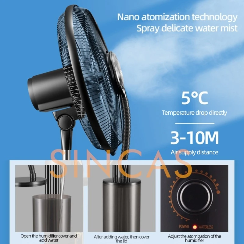 가정용 미스트 선풍기 스탠딩 팬 원격 제어 진동 헤드 무음 작동 순환 팬 팬 장치