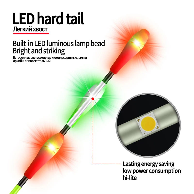 LED 테일 지능형 발광 플로트 테일, 중력 센서, 색상 변경 가능, 전기 테일 낚시 액세서리, 도구 태클, 1PC