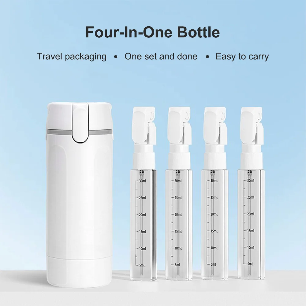4 Built-in Bottles Travel Liquid Dispenser Minimalist Leakproof Skincare Emulsion Storage Vial Container Subpackage Bottle