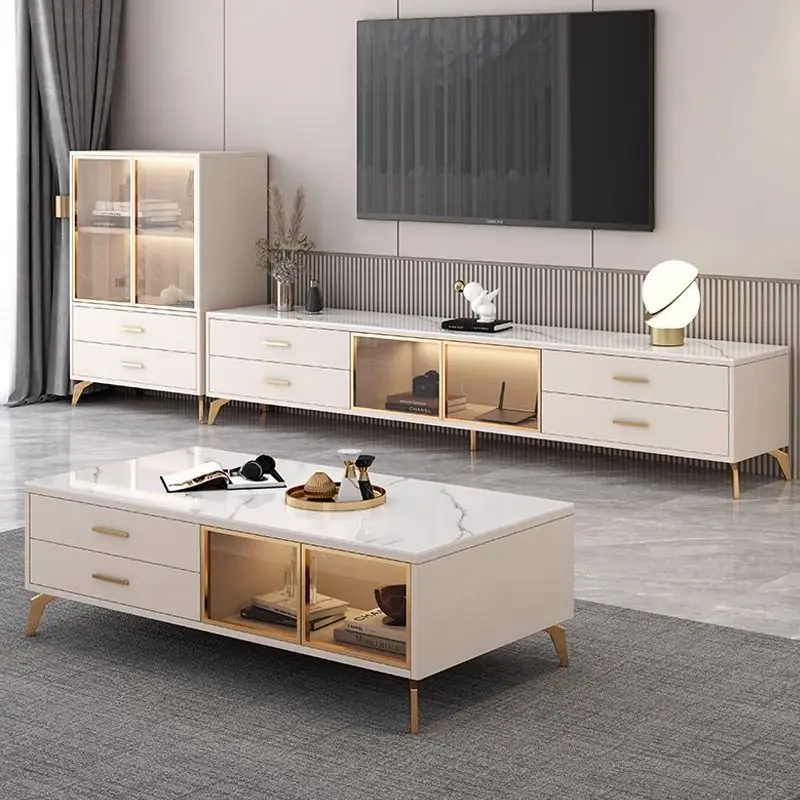 Móvel de TV simples e moderno estilo creme