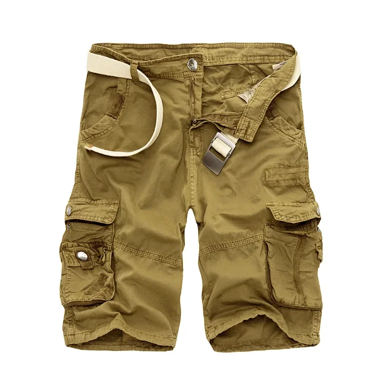 Pantalones cortos tácticos de carga para hombre, pantalón corto de algodón, informal, multibolsillo, Camuflaje, entrenamiento, Verano