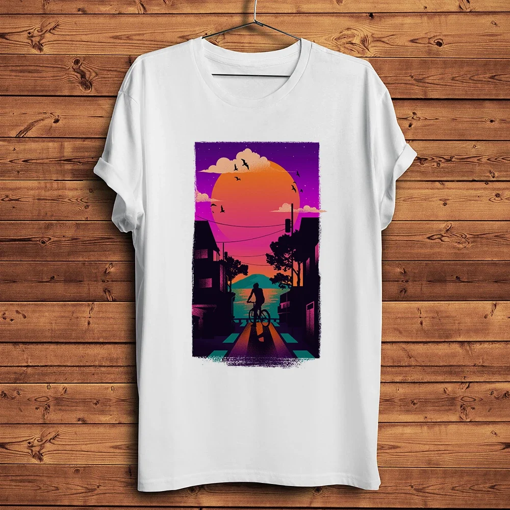 Stop Adventure and Stare Sunset A While,Funny T Shirt,White Casual Short Tshirt,Unisex Tee Streetwear,Breathable Print