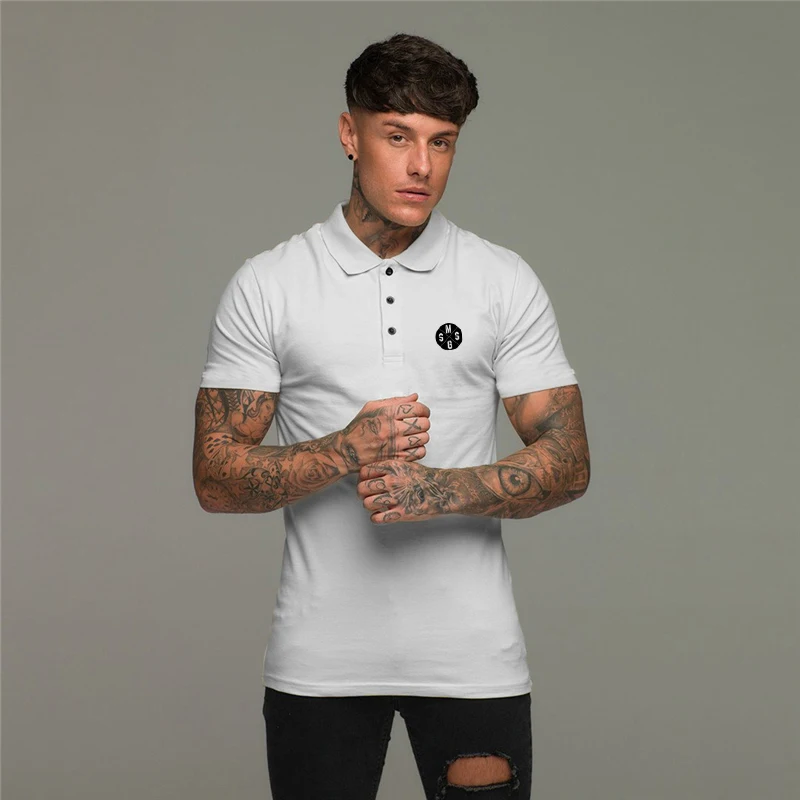 New Arrival Summer Polo Short Sleeve T-Shirt  Men Gym Clothing  Fitness Slim Sports  Cotton T-shirt Fashion Printed Tees Tops