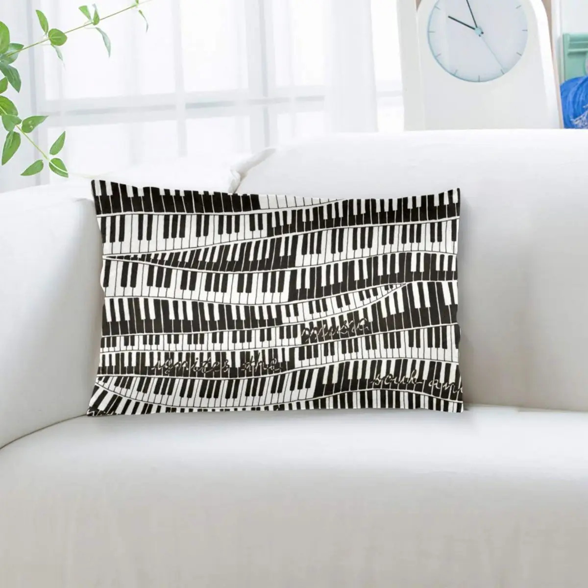 Abstract Piano Keys With Musical Notes Rectangle Pillowcase Cushion Cover Decorative Bedroom Bed Home Comfort Throw Pillow
