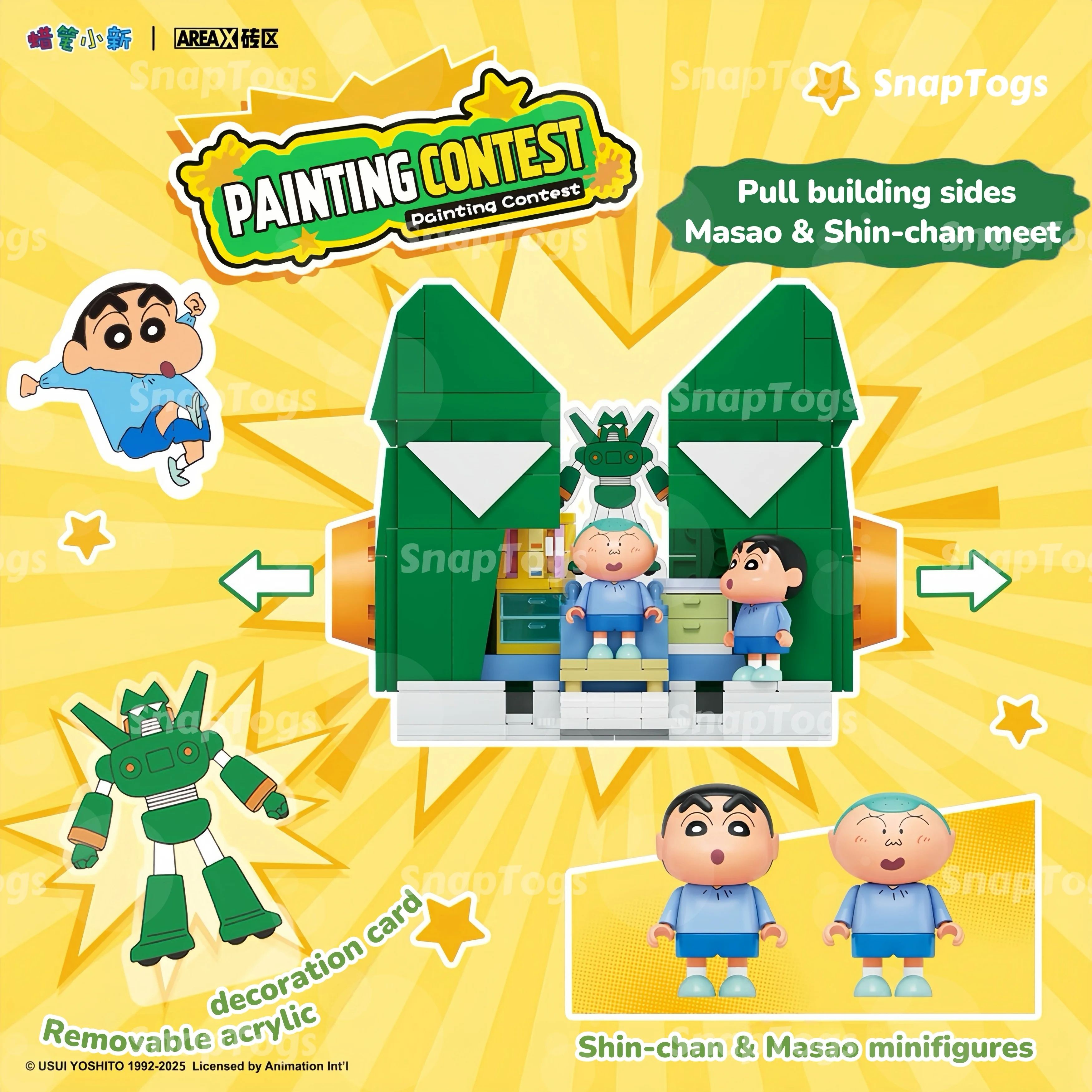 

SnapTogs Crayon Shin-chan Kondamu House Building Blocks with Shin-chan & Masao Minifigures Licensed Kids Trendy Merch Gift
