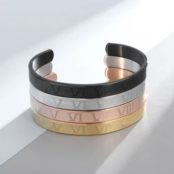 High Quality Stainless Steel Royal Roman Numeral Bangles Men and Women Couple Bracelet Hip Hop Party Jewelry Gift