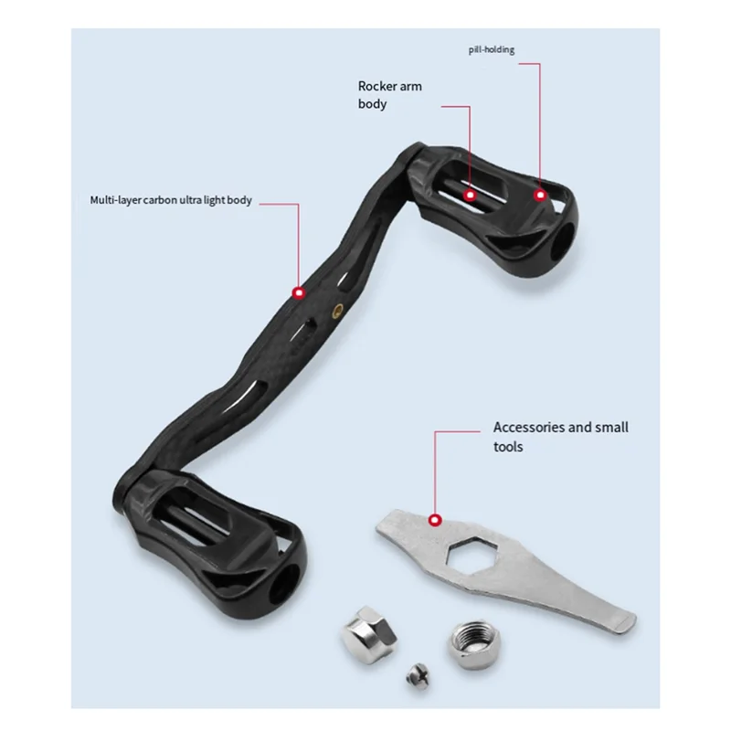 Manovella AEE6-Reel 8X5mm per mulinello da baitcasting Shimano Daiwa Abu Garcia manico in carbonio