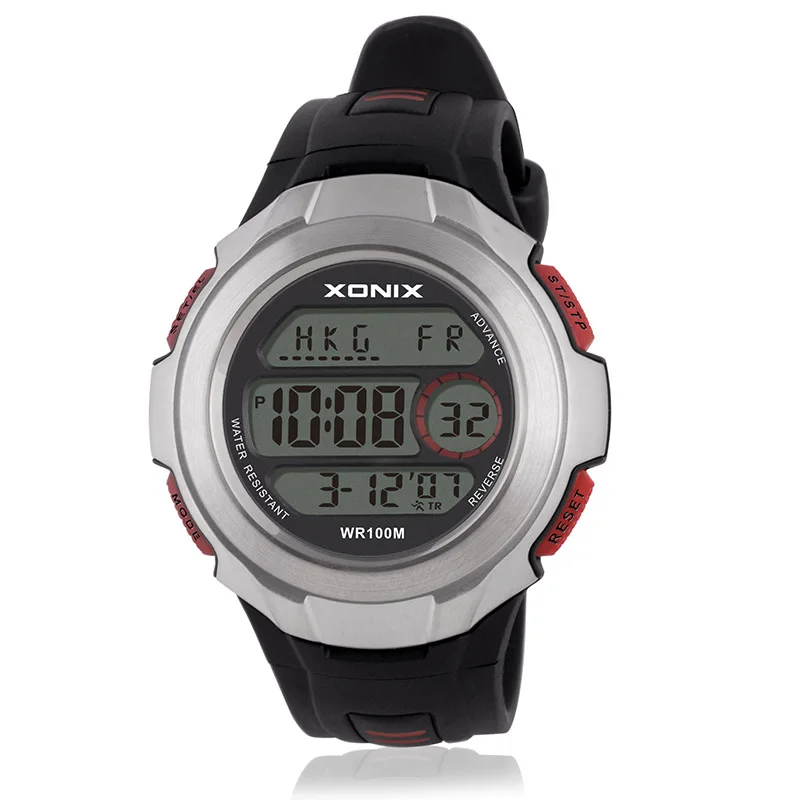 

XONIX 2025 Новая мода плавательный дайвер водонепроницаемые 100 м мужские индивидуальные ЖК-цифровые будильники секундомер светящиеся наручные часы спортивные CT