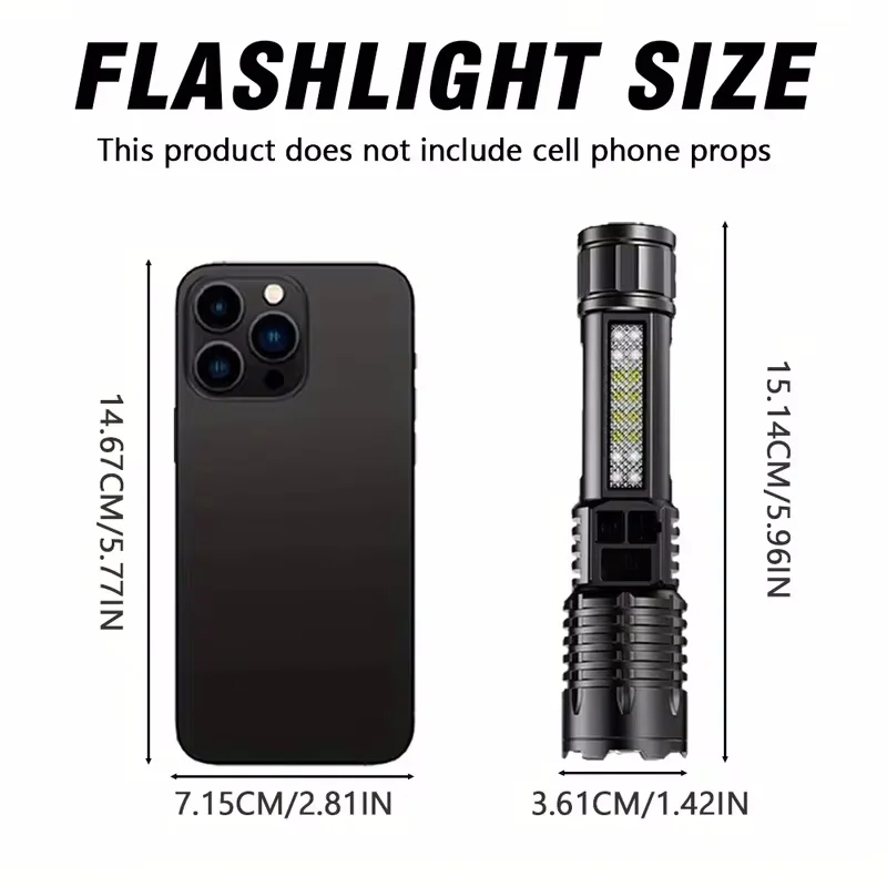 High Power LED Flashlight Built-in Battery Rechargeable LED Flashlights Tactical Torch Light Outdoor Camping Hiking Flashlights