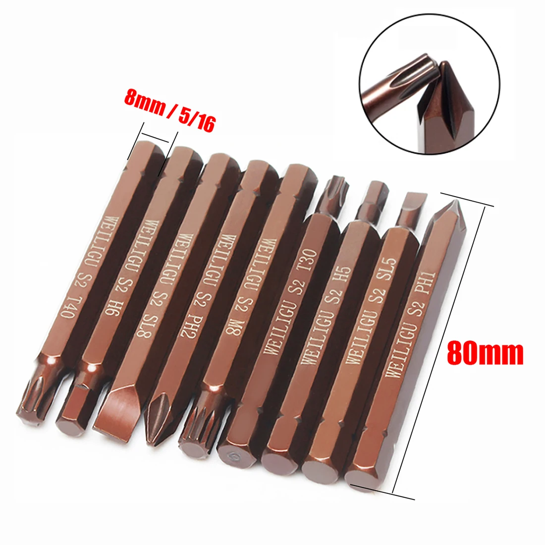 

Professional 80mm Power Bit Screwdriver Magnetic CR-V Steel Pozi/Phillips/Slotted/Torx/Hex for DIY, Electronics, RC Models