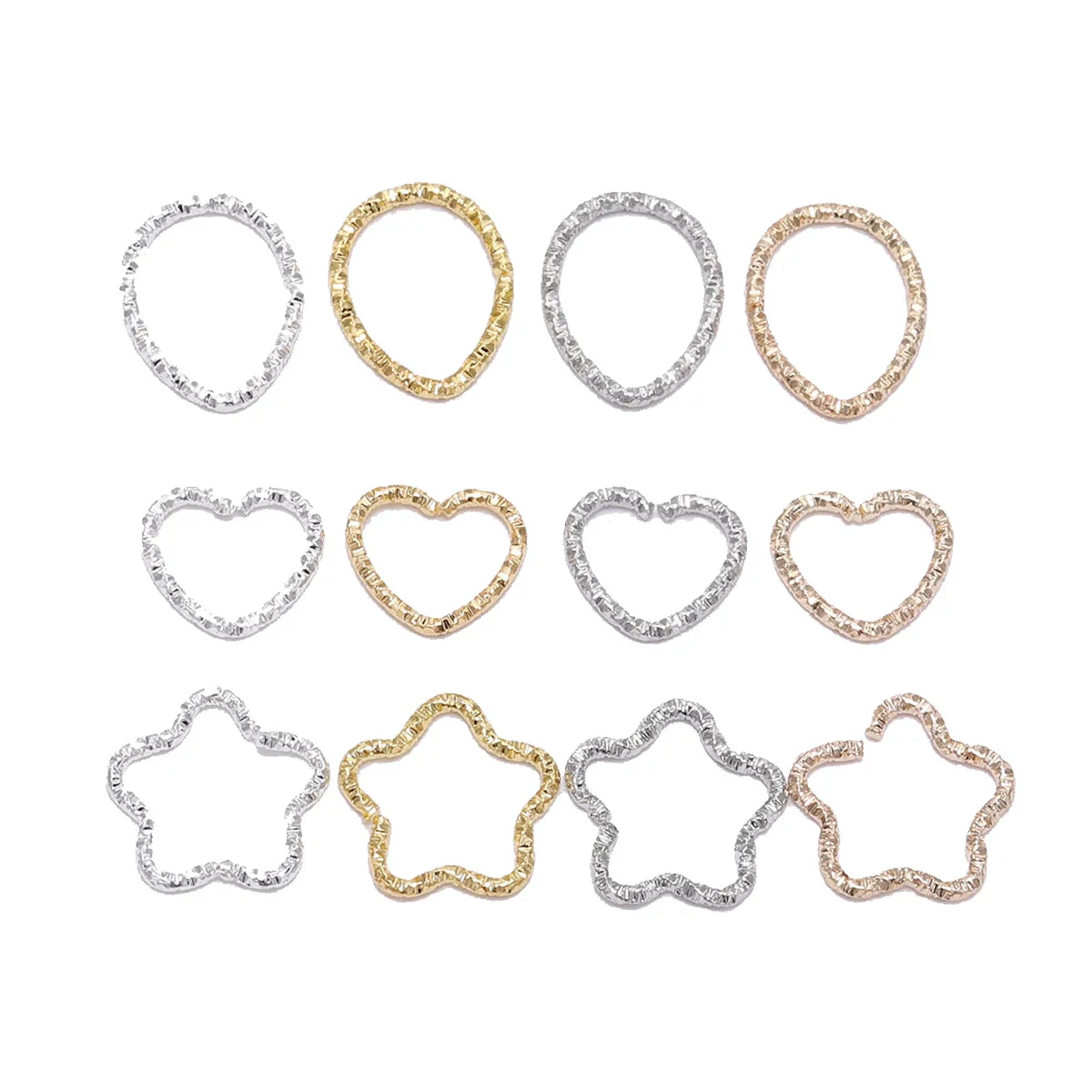 

50pcs Aesthetic Split Ring Star Heart Shape Diy Keychain Earrings Jump Ring Buckle Connecting Ring for Jewelry Making