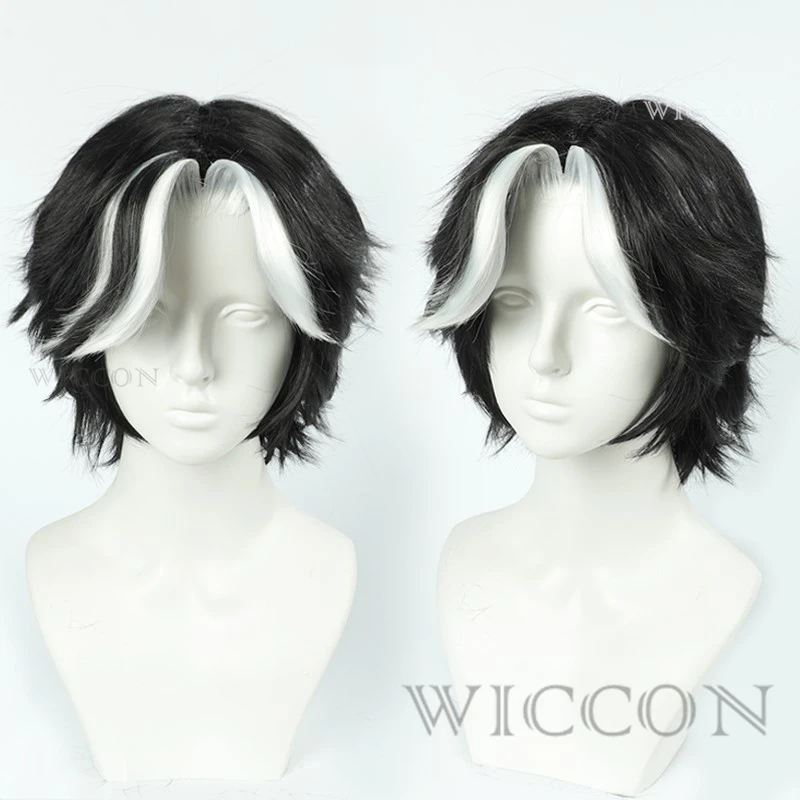 Husk Cosplay Wig Headwear Cosplay Hotel Husk Cosplay Headwear Accessories Male Black White Wig Role Modelings Halloween Party