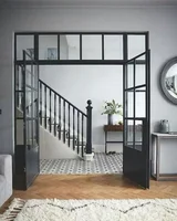 Hurricane Impact Thermal Break Aluminum Double Doors Tempered Glass Low E Glass Swing Door Exterior Front French Casement Doors 5