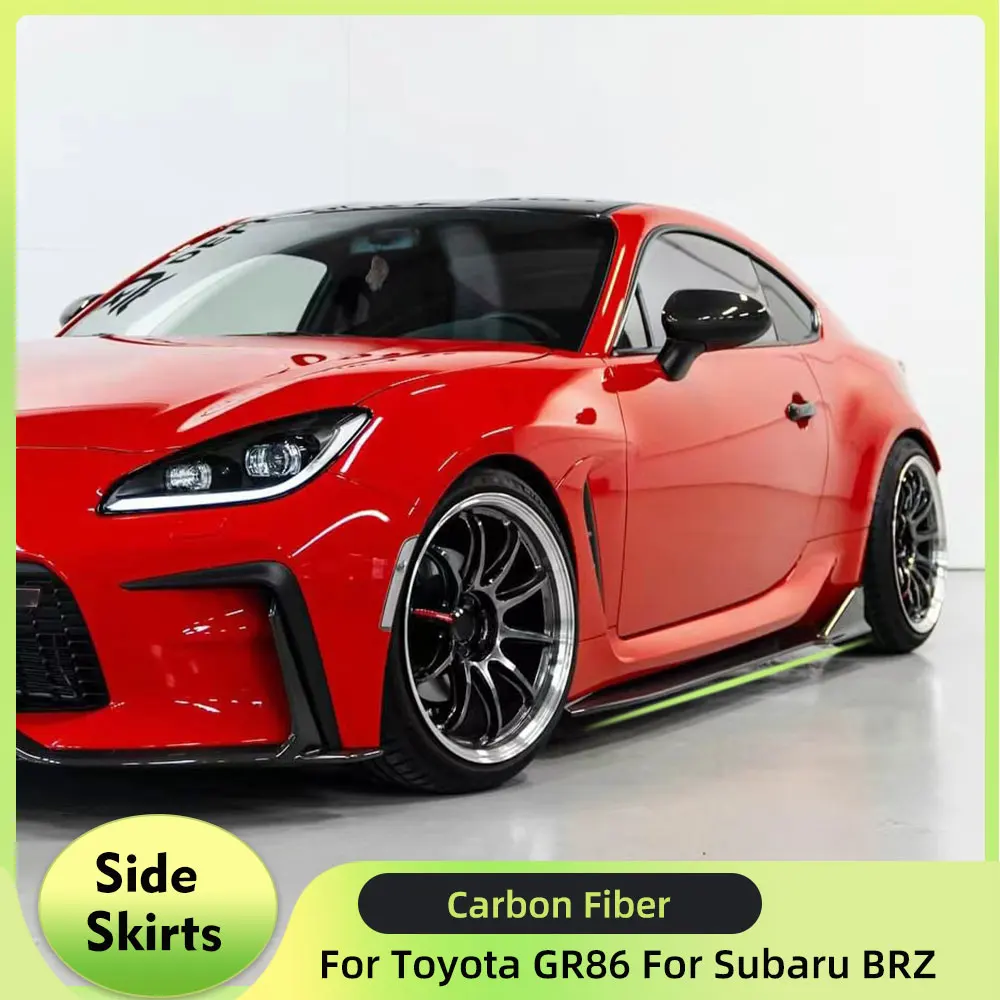 Side Skirts Rocker Panels Spoiler For Toyota GR86 Subaru BRZ 2 Door 2022UP Side Bumper Lip Extension Splitters Carbon Fiber