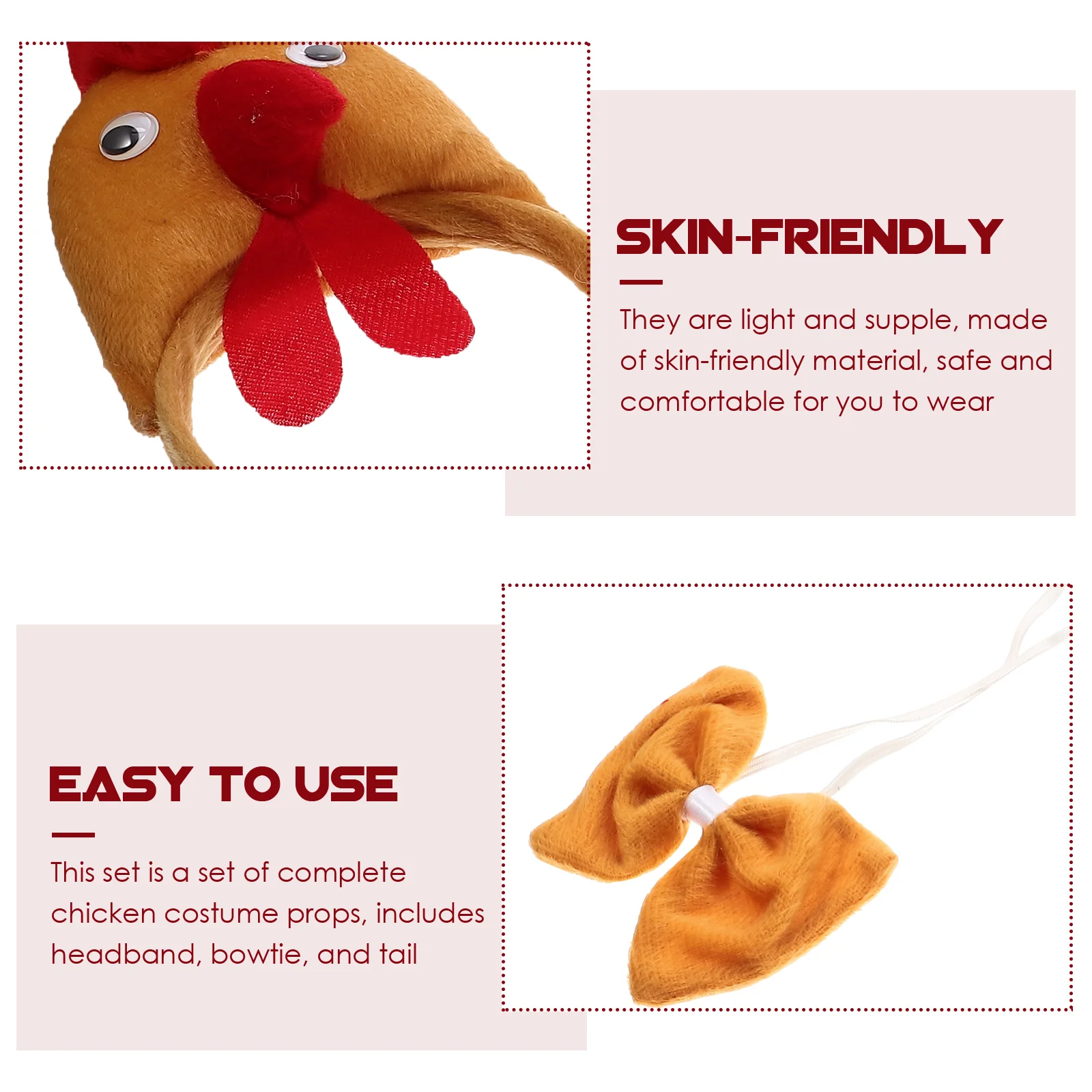 Three-dimensional Chicken Three-piece Set Headpiece Bow Tie Tail Prop Festive Cosplay Accessory Easter