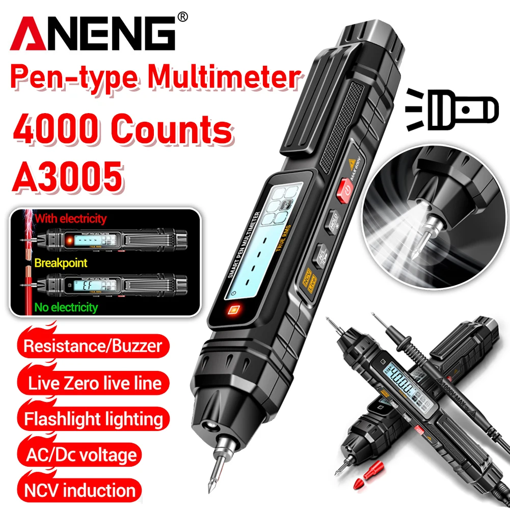 ANENG A3005 Digital Multimeter Pen Type 4000 Counts Voltage Resistance Capacitance Hz Tester Voltage Ohm Diode NCV Tester Tools