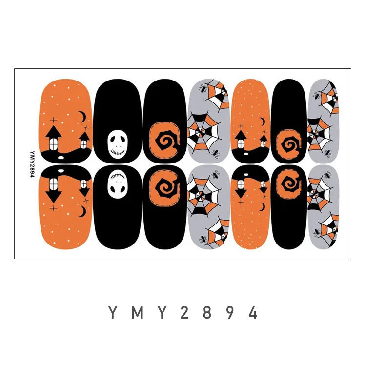 Baking Free Halloween Nail Stickers Full Sticker Fashion Nail Art Jewelry  Pumpkin Ghost Wholesale Applique Nail Sticker