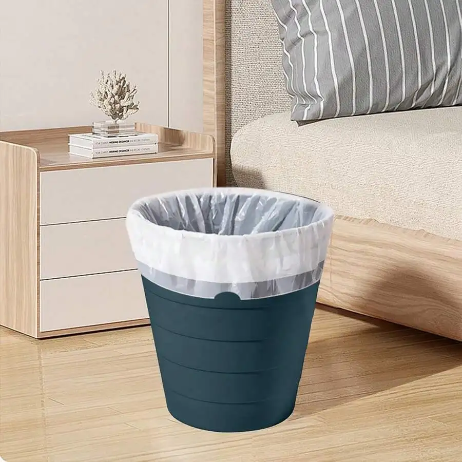 

Round Small Trash Can 2 Gallon Blue Plastic Waste Bin For Bathroom Kitchen Office