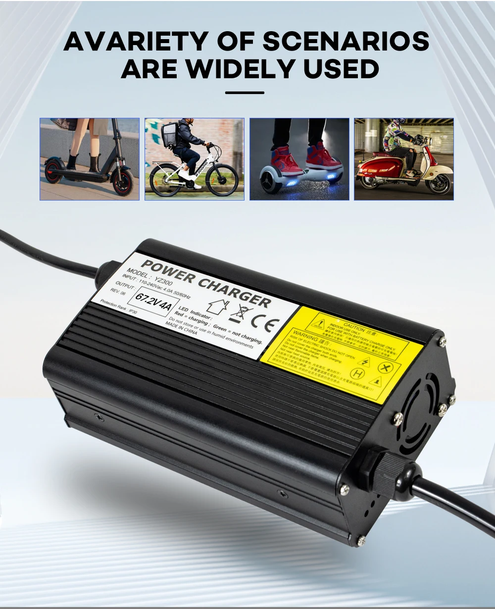 YZPOWER 67,2 V 4A Lithium-Batterie-Ladegerät 16S 60 V Akku Elektrowerkzeuge Universelles intelligentes Schnellladegerät mit Lüfter – Detail 5