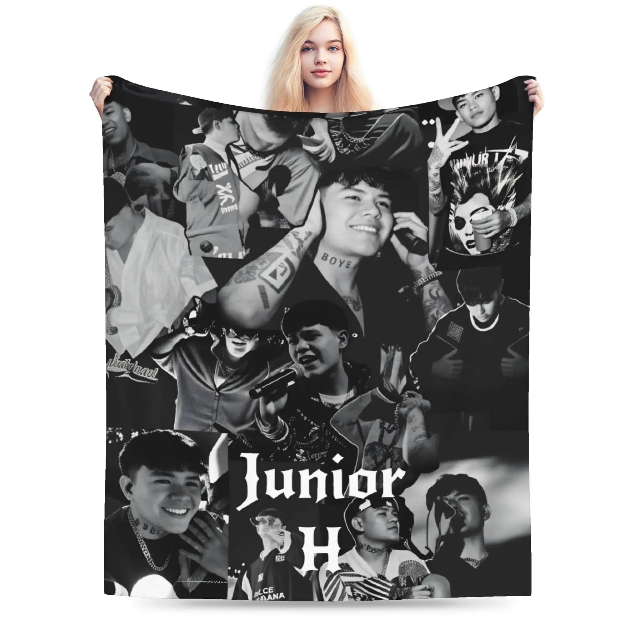 Junior H Vintage Music Tour Blankets  Soft Warm Fluffy Plush Throw Blanket For Girls Boys Couch Bed Flannel Bedspread Bed Cover
