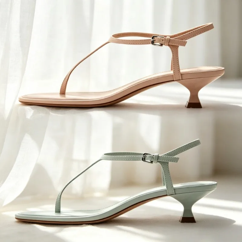 

Fashion Clip Toe Kitten Slippers Women Summer T Tied Design Beach Flip Flops for Ladies Sexy Ankle Strap Buckle Sandals Chanclas