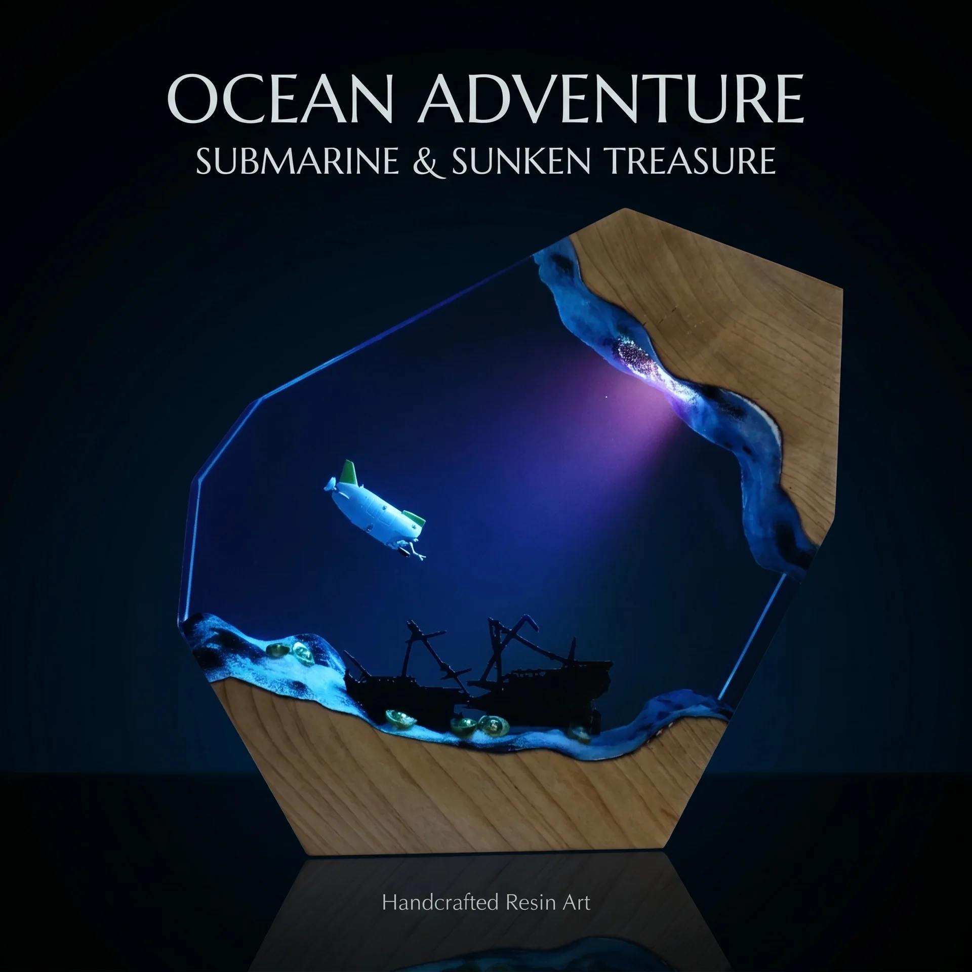 Adventure Boat Treasure Hunting Sunken Ship Resin Lamp Piece for Tabletop Marine Home Decoration Craft Birthday Gift