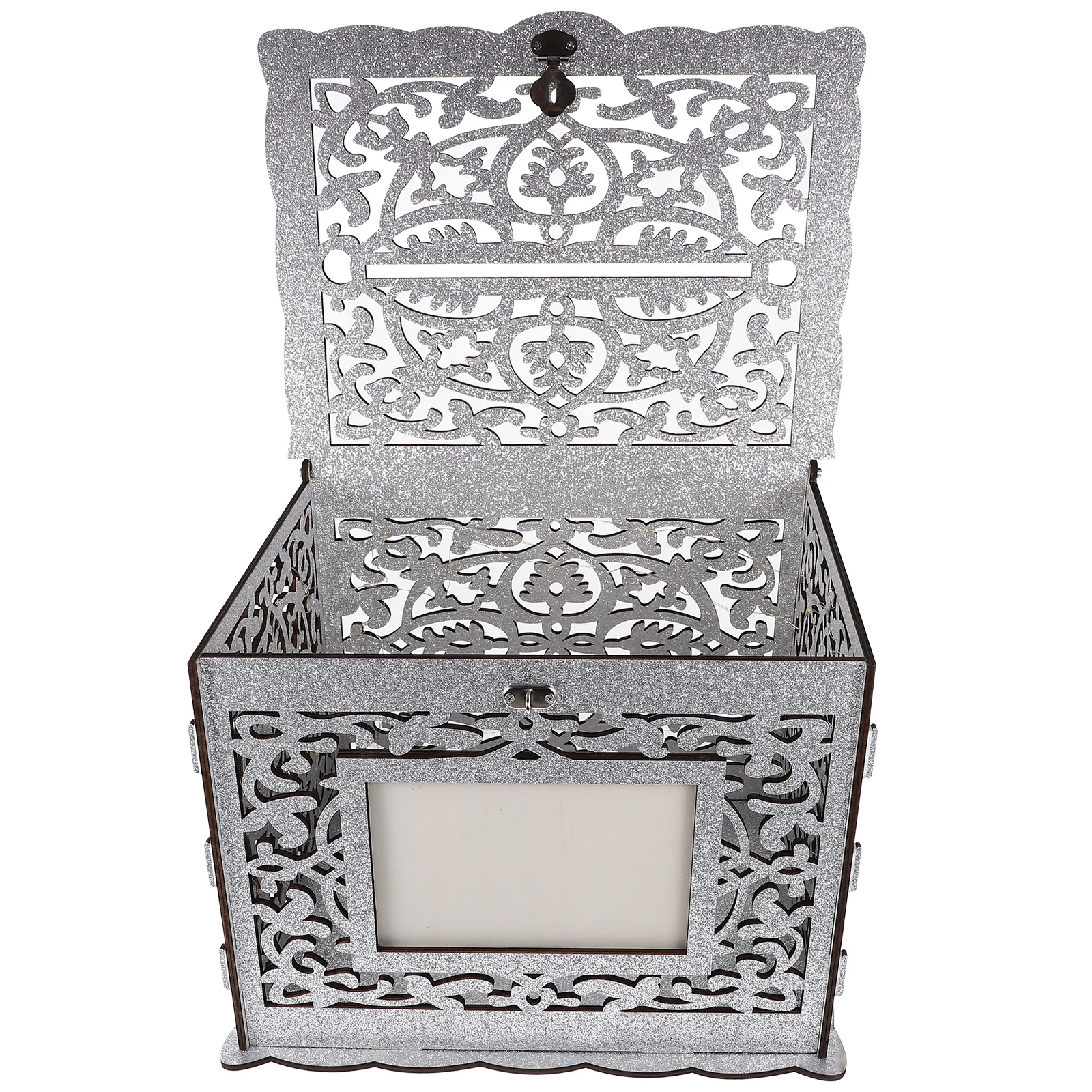 

Wedding Card Box Craft Boxes for Reception Wood Birthday Blessing Container Hollow Greeting Card Box Storage rustic photo frame