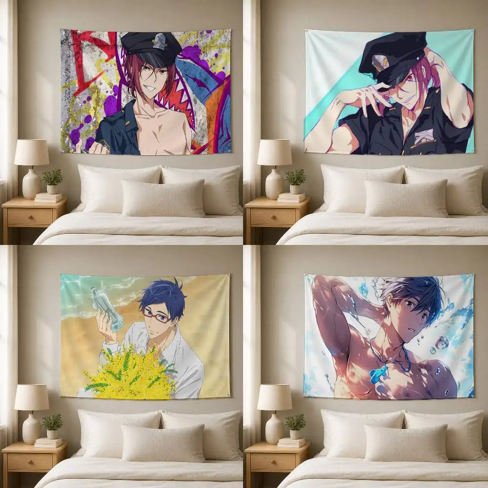 Free Swimming Anime  Decorative Art Flag Banner for Picnic Camping Party and Home Decor