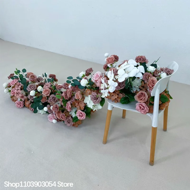 Künstliche Blumenanordnung mit Rosen und grünen Blättern, Sofaläufer, Blumenreihe, Hochzeitstisch-Mittelstück, Blumenball, Event-Party-Hintergrunddekoration, Requisiten – Detail 2
